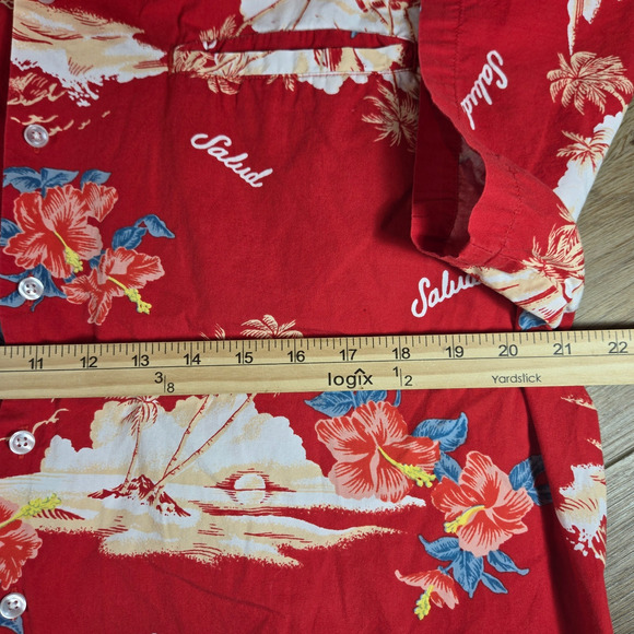 Brixton Hawaiian Shirt Mens XL Red Floral Palm Tree Short Sleeve Button Up - Picture 6 of 8